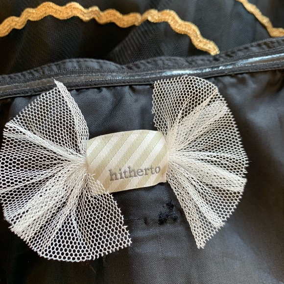 Hitherto (ANTHRO) black strapless dress, gold stri - Picture 4 of 8